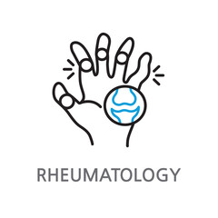 12.RHEUMATOLOGY.eps. Arthritis. Rheumatoid icon. Rheumatoid linear illustration icon on white background. EPS, PNG, JPG