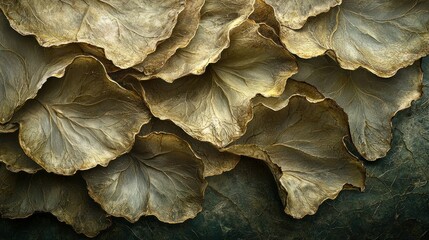 Obraz premium Pile of overlapping, dried leaves in shades of gray and tan texture detail