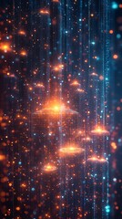 Technology inspired abstract cityscape with lights high resolution picture