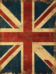 Fototapeta premium Vintage Union Jack Flag Retro Style Distressed Fabric Warm Tone Poster Art