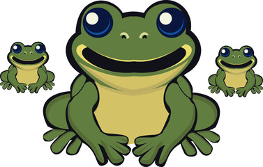 Green frog on white background