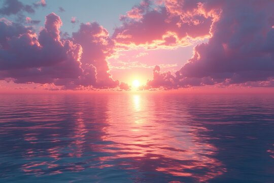 Serene Sunset Over Calm Ocean with Wooden Breakwaters on the Baltic Sea Coast in Zelenogradsk Russia