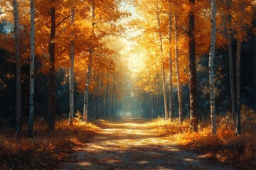 Obraz premium Autumn Forest Landscape View from Mueller Height in Curonian Spit National Park Russia