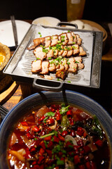 Chinese-style spicy duck blood and offal hot pot （Mao Xue Wang）