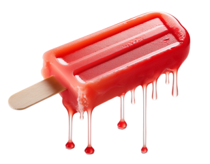Melting popsicle with dripping liquid, isolated on white background