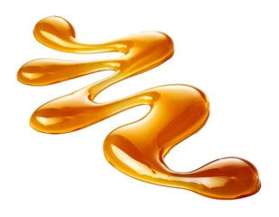 Swirling honey drizzle forming smooth curves, isolated on white background