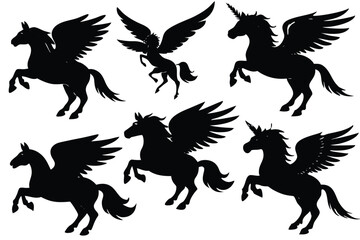 Obraz premium Pegasus Silhouette Side View