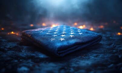 Folded American Flag with Blue Line for Law Enforcement Appreciation Day