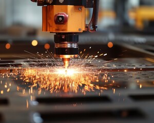 Precision Gas Cutting Machine in Action on Steel Fabrication Project