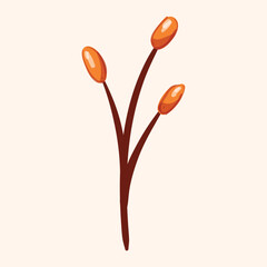 Elegant Hand-Drawn Red Floral Elements