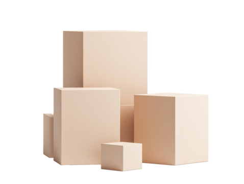 Dynamic Backdrop of Floating Cardboard Delivery Boxes Against a Gradient, Showcasing the Essence of Shipping, Logistics, and Innovative Delivery Services Efficiency.