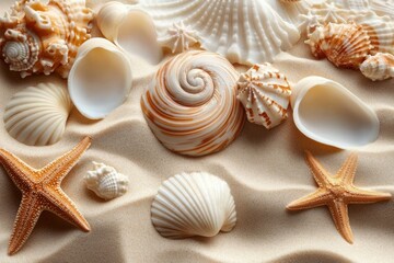 Seashells Starfish Sand Beach Still Life Nature Summer Macro Serenity