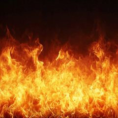 Fototapeta premium Intense fire blaze forest clearing nature scene outdoor environment close-up view elemental power