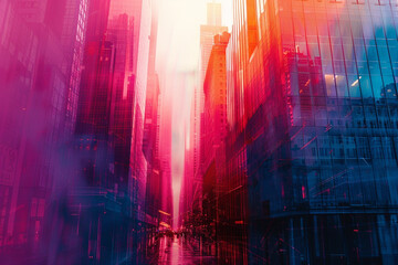 Fototapeta premium Deco Glitch Style Abstract Art Vertical Building