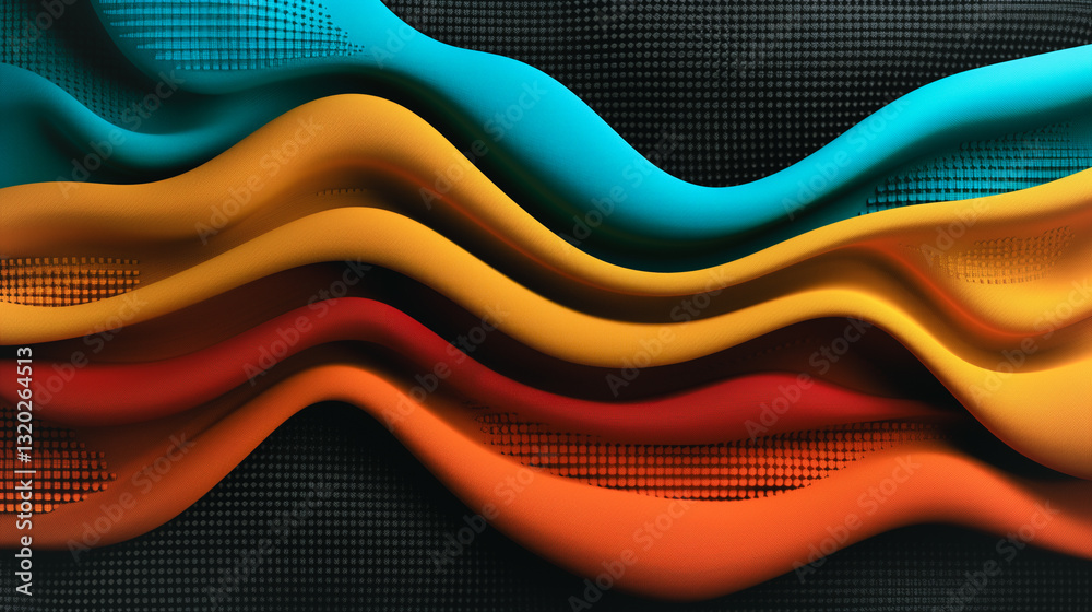 Poster abstract flowing colors: a vibrant display of abstract shapes and forms, rendered in a wave of vivid