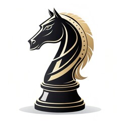 A stylish black and gold chess knight piece, symbolizing strategy and competition in the game of chess.