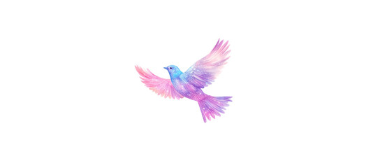 Obraz premium Pastel colored bird clip art, shiny and sparkling. Detailed illustration, isolated on white background