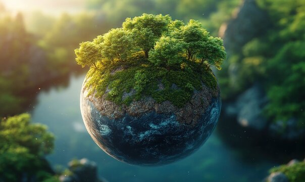 Earth Day Celebration Environmental Awareness Green Trees Nature Protection April 22 Campaign