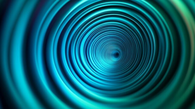 Concentric circular blue and green rings swirl in a vortex