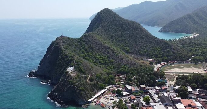 Vista a&eacute;rea de Puerto Colombia - Choroni, en Aragua Venezuela