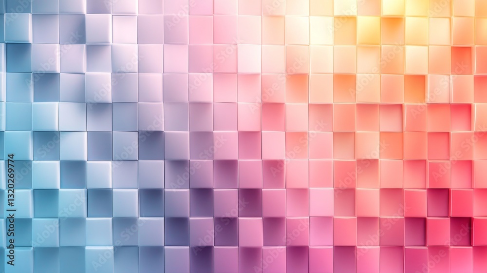 Wall mural abstract gradient of colored square tiles forming a textured background