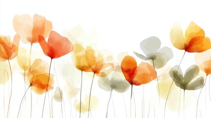 Elegant watercolor floral background, abstract art with soft flowers and delicate petals for spring designs