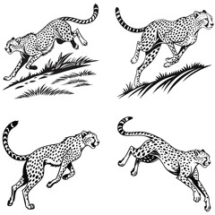 Obraz premium Dynamic Cheetah Silhouettes Speed and Power in Motion.