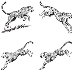 Fototapeta premium Dynamic Cheetah Silhouettes Speed and Power in Motion.
