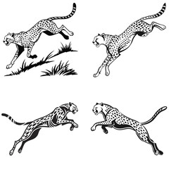 Dynamic Cheetah Silhouettes Speed and Power in Motion.