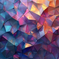 Obraz premium Colorful Geometric Triangle Pattern with 3D Crystal and Polygon Elements