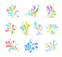 A vibrant collection of abstract color ink splash illustrations, for modern designs, creative backgrounds, posters, and expressive art projects