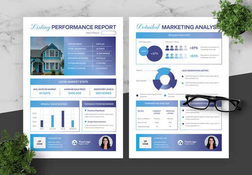 Blue And Purple Performance Report Flyer