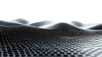 Futuristic Hexagonal Wave Structure with Dynamic Particles and Ambient Light