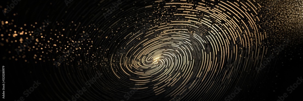 Aufkleber Digital fingerprint graphic featuring cyber lines on a dark backdrop with space for advertising text designed using rule of thirds and golden ratio