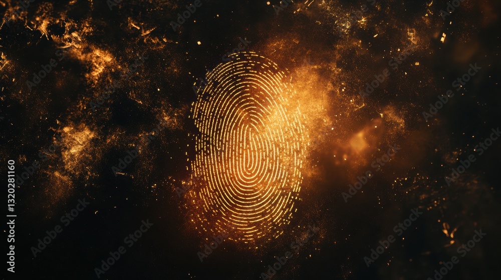Aufkleber Digital fingerprint representation with cyber lines against a dark background showcasing modern security concepts and design principles