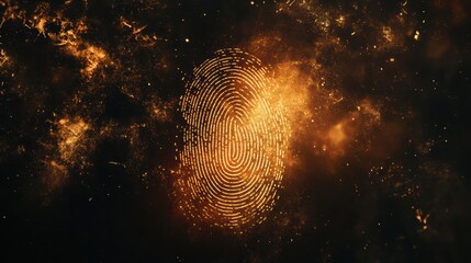 Digital fingerprint representation with cyber lines against a dark background showcasing modern security concepts and design principles