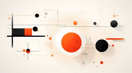 Minimalist Flat Abstract Design with Dynamic Orange Geometric Elements and Subtle Accents