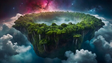 Cosmic Blooms: A Dance of Islands and Nebulae in the Void