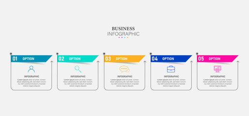 infographic label template with icons. 5 options or steps. Infographics for business concept. Can be used for info graphics, flow charts, presentations, web sites