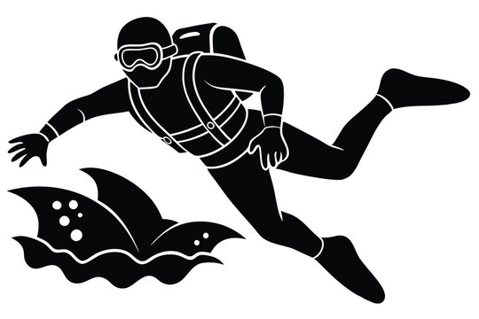 recommend clip art: Scuba diving silhouette vector scuba diver silhouette illustration on white background
