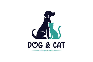 Cat and dog pet shop logo. Pet care logo design symbol
