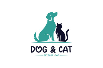 Dog and cat pet shop vector logo design template. Pet care logo design symbol