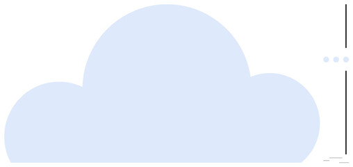 Blue cloud shape with dotted lines and circles, suggesting data and network connectivity. Ideal for technology, storage, internet, cloud computing, digital tools, minimalism, flat simple metaphor