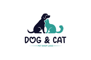 Dog and cat pet shop vector logo design template 