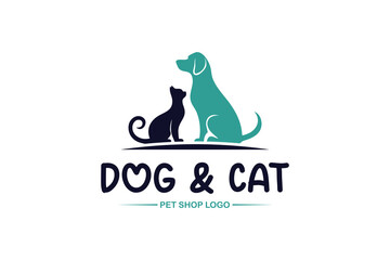 Dog and cat pet shop vector logo design template 