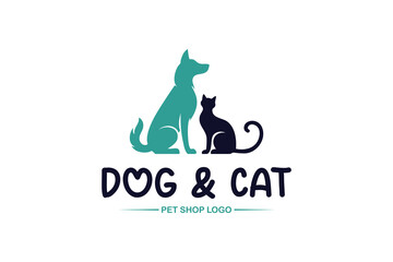 Dog and cat pet shop vector logo design template 