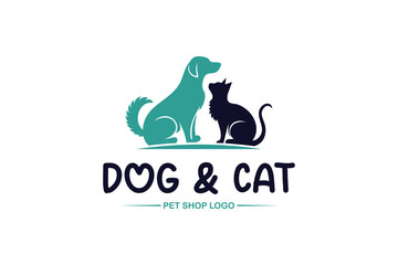 Dog and cat pet shop vector logo design template 