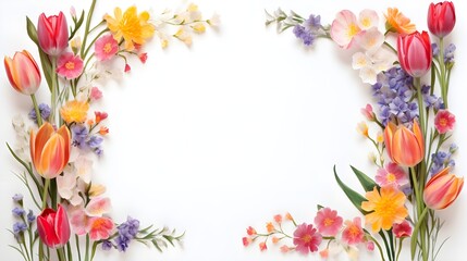 Obraz premium spring flowers border