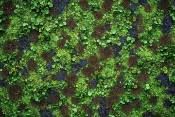 Lush Green Moss and Lichen Texture Vibrant Growth Pattern in Natural Environment