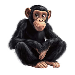 Fototapeta premium smiling chimpanzee illustration on transparent background
